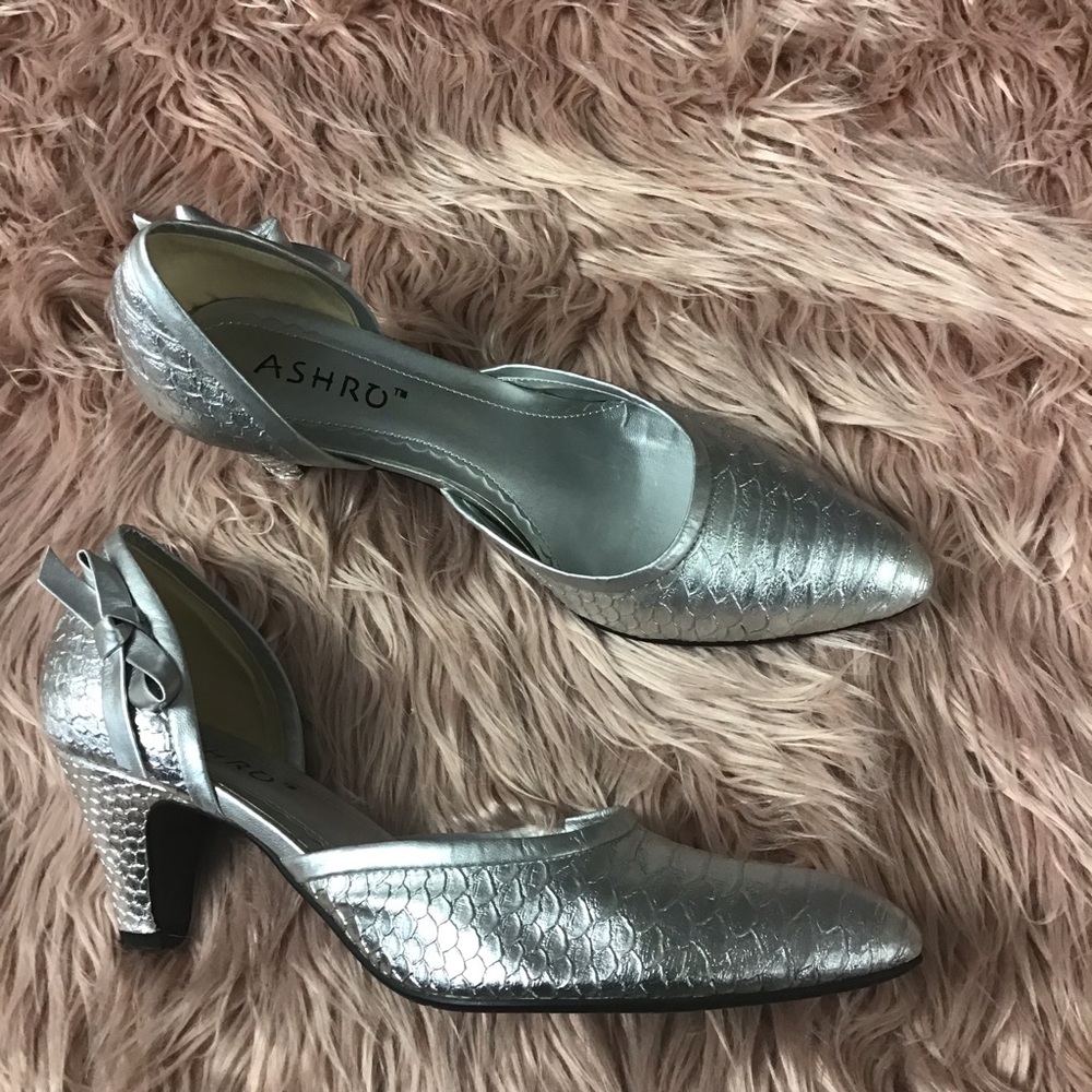 Ashro Church Shoes Sliver Croc Pump
